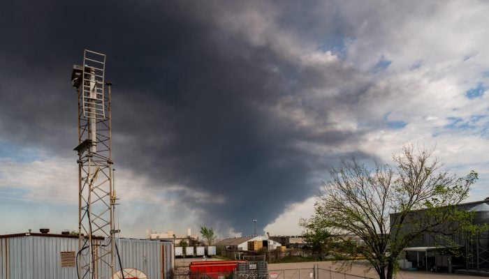 Stationary monitor measures air pollution after Houston chemical plant explosion