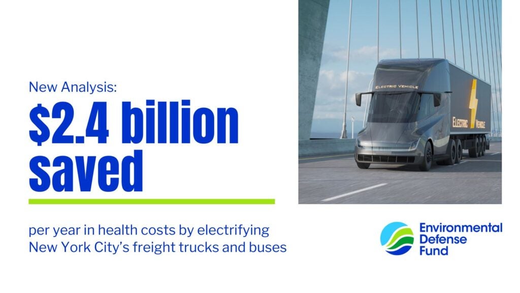 Full electrification of MHDVs in New York City would save $2.4 billion in health costs per year.